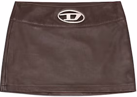 Order (W) DIESEL OVAL-D Y2K 金屬標誌修身迷你皮裙 女款 棕色 A149590BNDR-7ES