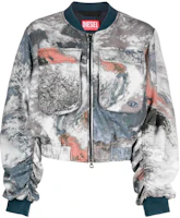 (Women) Diesel Planet Print Bomber Jacket Multicolor A106670WFAL-POLYCHROME (Women) Diesel Planet Print Bomber Jacket Multicolor A106670WFAL-POLYCHROME
