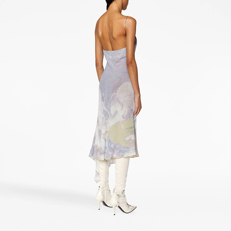 Shop (W) DIESEL 紫色扎染修身无袖休闲女坦克连衣裙. A110410QFAX