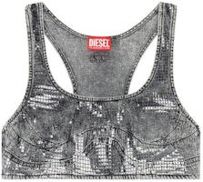 (Women) DIESEL Sequin Denim Crop Tank Top Women Black. A134480PGAC (Women) DIESEL Sequin Denim Crop Tank Top Women Black. A134480PGAC