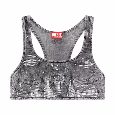 (Women) DIESEL Sequin Denim Crop Tank Top Women Black. A134480PGAC