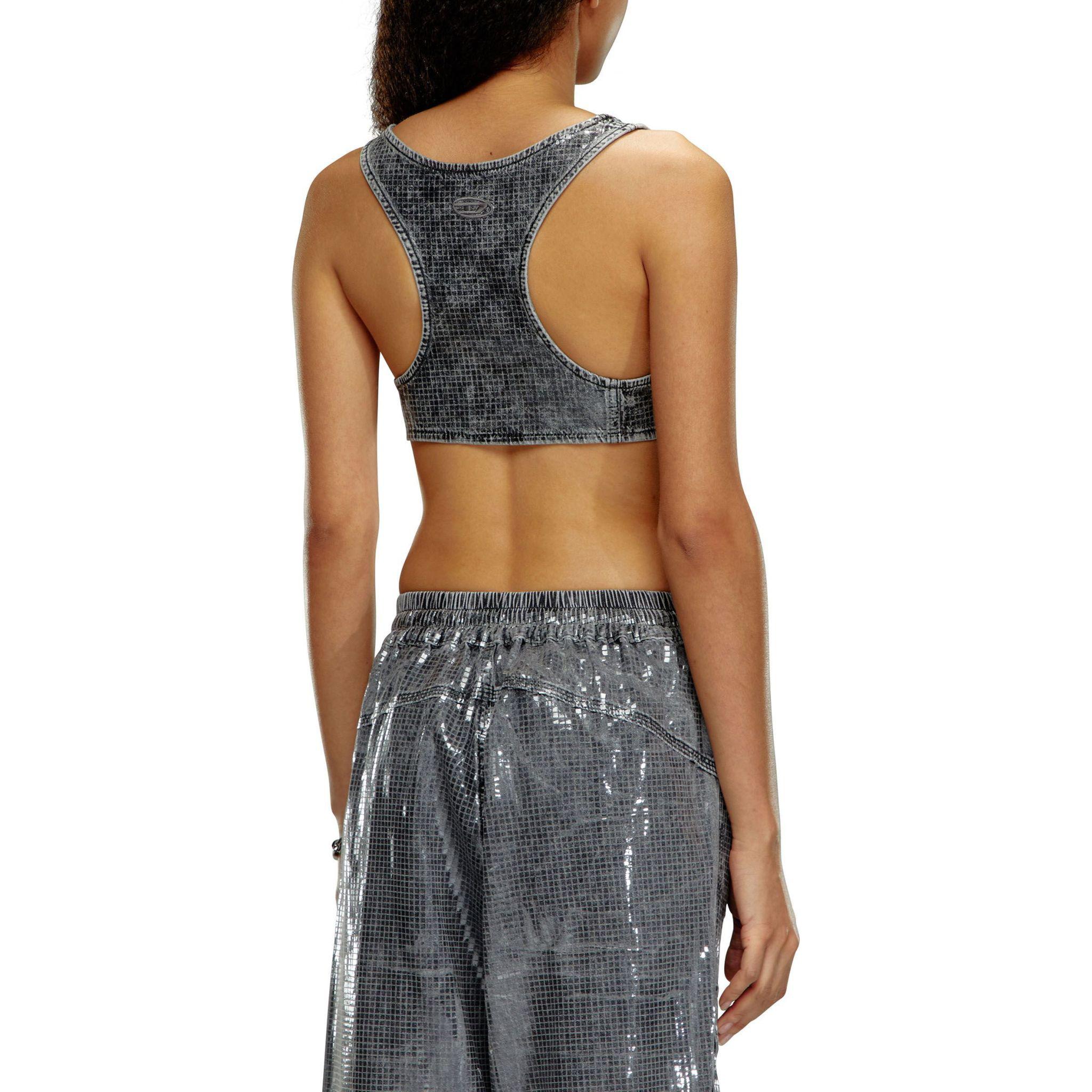 Purchase (W) DIESEL 女士黑色亮片牛仔短款背心。 A134480PGAC