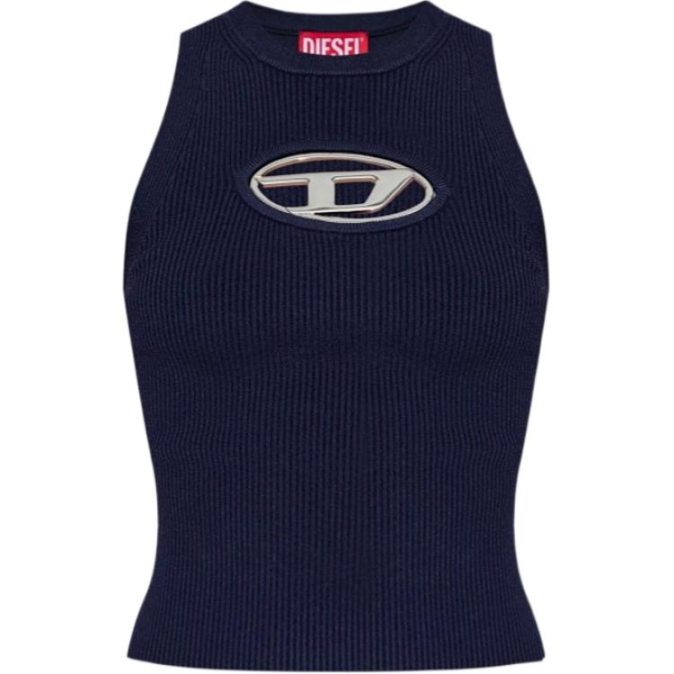 (Women) Diesel Slim-Fit Sleeveless Tank Top with Logo in Deep Blue. A096210DLAX-8AT