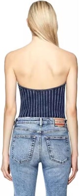 (W) DIESEL SS23 蓝色金属镂空标志修身无肩带上衣. A057700HEAS Shop (W) DIESEL SS23 蓝色金属镂空标志修身无肩带上衣. A057700HEAS