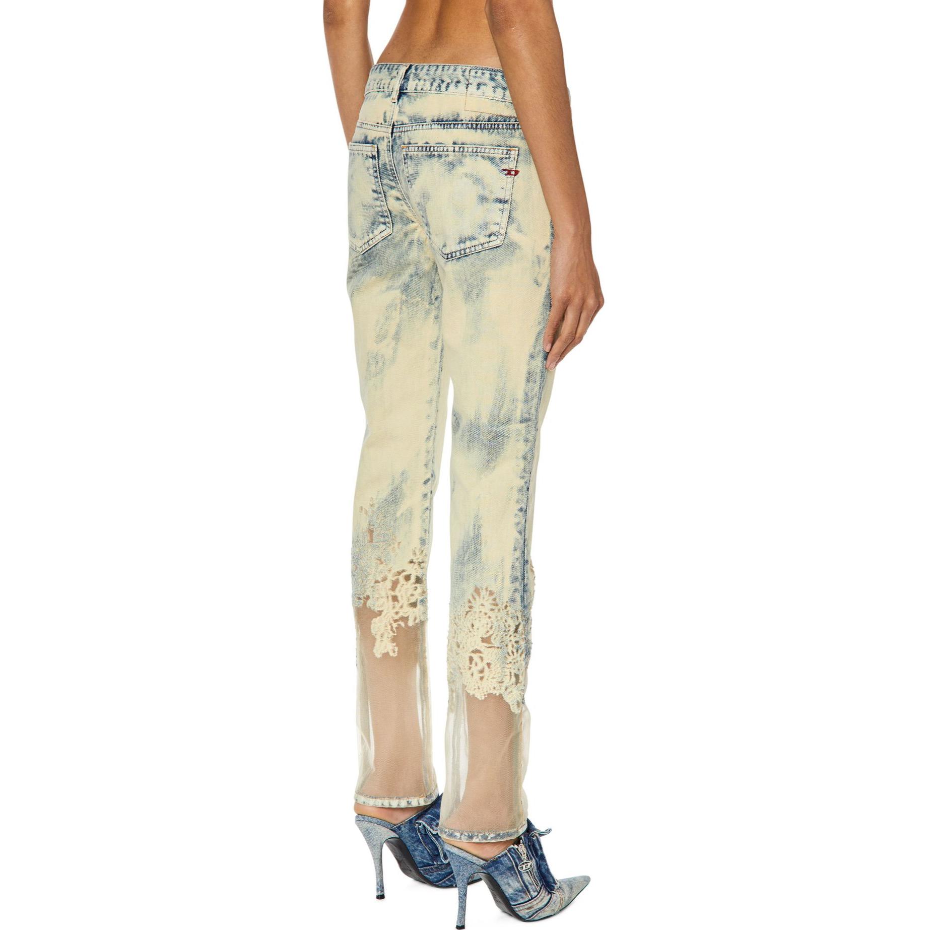 (Women) DIESEL SS23  Casual Lace Patchwork Straight Jeans Light Blue. A10975068G-P01 圖 5