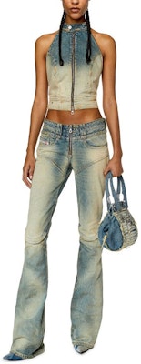 (W) 디젤 SS23 여성용 홀터넥 지퍼 데님 탱크탑 - 블루 A100070ENAF-01 Lookbook (W) 디젤 SS23 여성용 홀터넥 지퍼 데님 탱크탑 - 블루 A100070ENAF-01