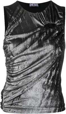 (Women) Diesel SS23 OVAL-D Ruched Logo Cutout Tank Top Black - Fashion. A084630AIJI900 Buy (Women) Diesel SS23 OVAL-D Ruched Logo Cutout Tank Top Black - Fashion. A084630AIJI900