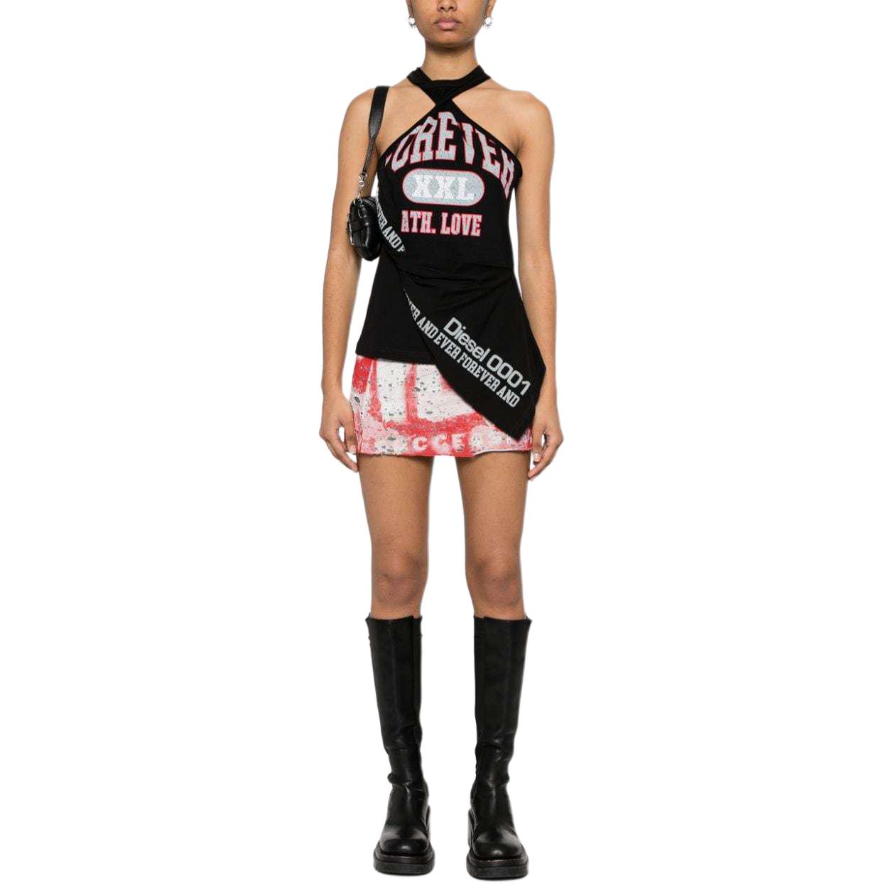 Lookbook (W) DIESEL SS24 黑色字母印花休闲背心. A129540WHAF-9XX