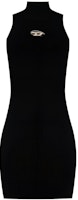 (Women) DIESEL SS24 Black Sleeveless Knit Dress with Metal Logo Oval Detail. A123960DLAX-9XX (Women) DIESEL SS24 Black Sleeveless Knit Dress with Metal Logo Oval Detail. A123960DLAX-9XX