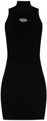 (Women) DIESEL SS24 Black Sleeveless Knit Dress with Metal Logo Oval Detail. A123960DLAX-9XX Order (Women) DIESEL SS24 Black Sleeveless Knit Dress with Metal Logo Oval Detail. A123960DLAX-9XX
