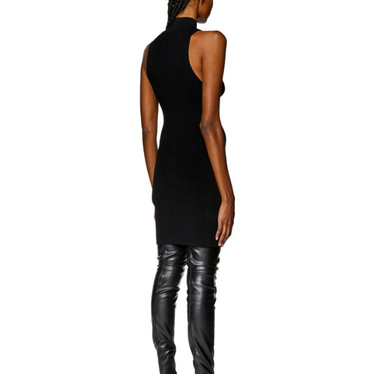 Lookbook (Women) DIESEL SS24  Black Sleeveless Knit Dress with Metal Logo Oval Detail. A123960DLAX-9XX