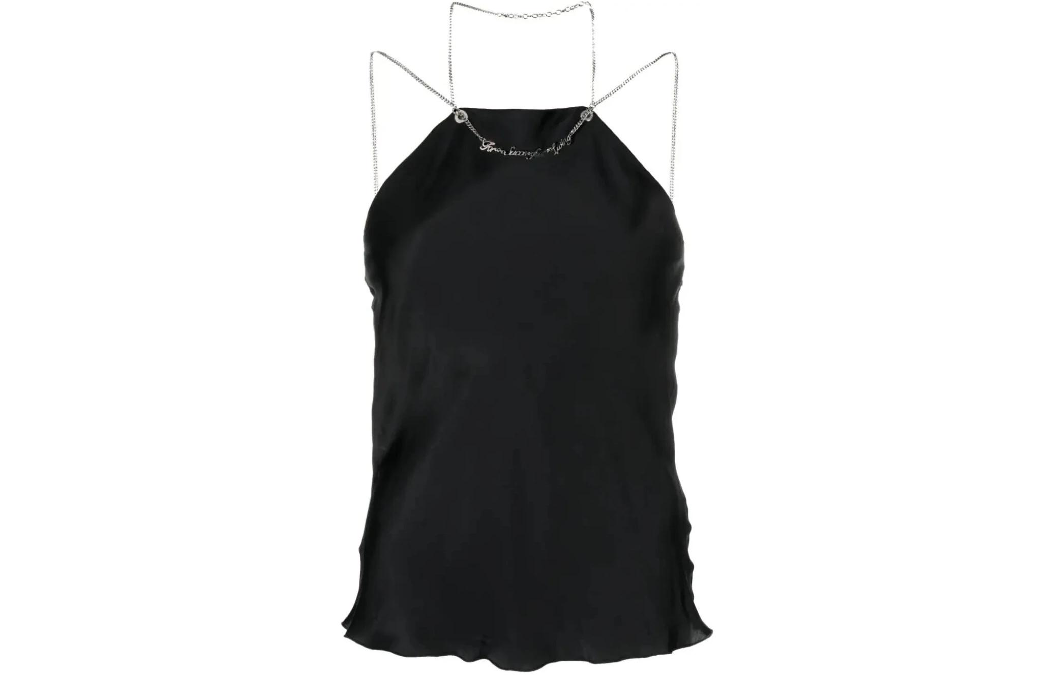 (Women) DIESEL SS24  Black Sleeveless Tank with Logo Chain Detail. A122040SHAT-9XX