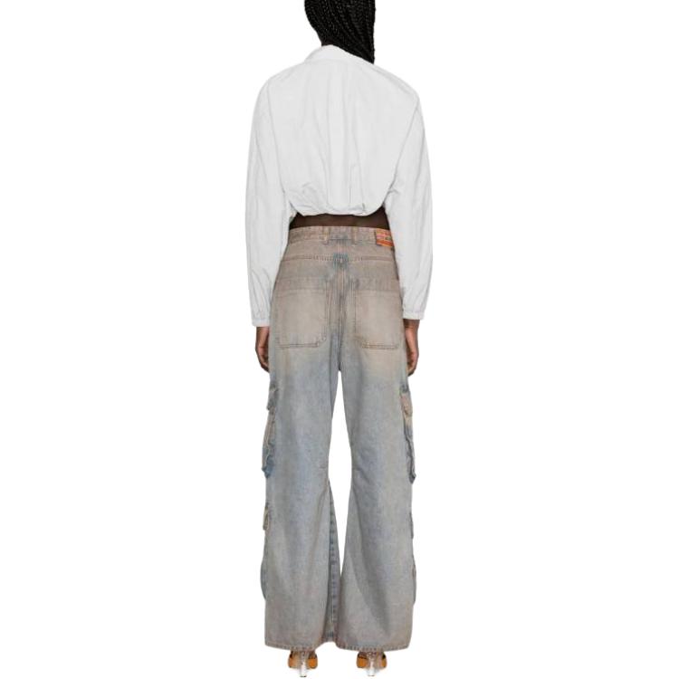 (Women) DIESEL SS24  Brown-Grey Relaxed Wide-Leg Vintage Button Jeans. A133170KIAI-70W 圖 4