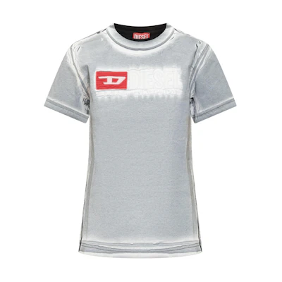 (Women) DIESEL SS24 Gray Oval-D Logo Crewneck Short Sleeve T-Shirt. A121200QHAZ100A