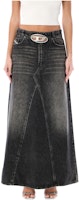 (Women) DIESEL SS24 Grey Zip-Up Loose Long Denim Skirt High Street Style. A131490JGAE02 (Women) DIESEL SS24 Grey Zip-Up Loose Long Denim Skirt High Street Style. A131490JGAE02