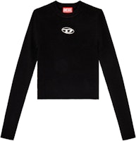 (Women) DIESEL SS24 Oval Metal Logo Cutout Long Sleeve Slim Knit Top Black A123970DLAX-9XX (Women) DIESEL SS24 Oval Metal Logo Cutout Long Sleeve Slim Knit Top Black A123970DLAX-9XX