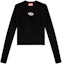 Order (Women) DIESEL SS24 Oval Metal Logo Cutout Long Sleeve Slim Knit Top Black A123970DLAX-9XX
