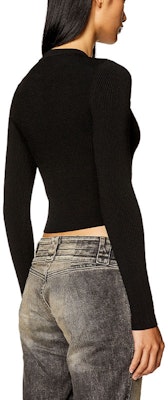 (Women) DIESEL SS24 Oval Metal Logo Cutout Long Sleeve Slim Knit Top Black A123970DLAX-9XX Purchase (Women) DIESEL SS24 Oval Metal Logo Cutout Long Sleeve Slim Knit Top Black A123970DLAX-9XX