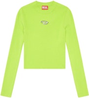 (Women) DIESEL SS24 Slim Fit Knit Top Neon Green with Metal Logo Cut-Out Design. A123970DLAX-5KB (Women) DIESEL SS24 Slim Fit Knit Top Neon Green with Metal Logo Cut-Out Design. A123970DLAX-5KB