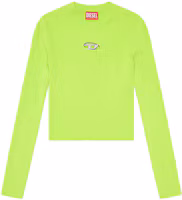 Order (Women) DIESEL SS24 Slim Fit Knit Top Neon Green with Metal Logo Cut-Out Design. A123970DLAX-5KB