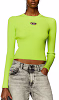 Lookbook (Women) DIESEL SS24 Slim Fit Knit Top Neon Green with Metal Logo Cut-Out Design. A123970DLAX-5KB