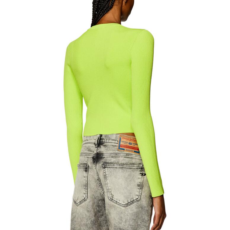 Shop (W) DIESEL SS24 Top de Punto Ajustado Verde Neón con Corte de Logo Metálico. A123970DLAX-5KB