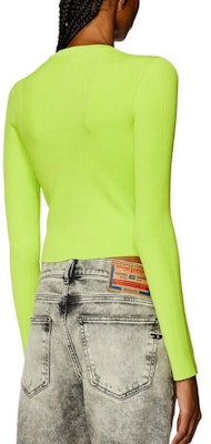 (W) DIESEL SS24 修身針織上衣 霓虹綠 金屬標誌鏤空設計 A123970DLAX-5KB Shop (W) DIESEL SS24 修身針織上衣 霓虹綠 金屬標誌鏤空設計 A123970DLAX-5KB