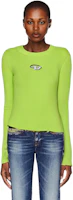 Purchase (Women) DIESEL SS24 Slim Fit Knit Top Neon Green with Metal Logo Cut-Out Design. A123970DLAX-5KB