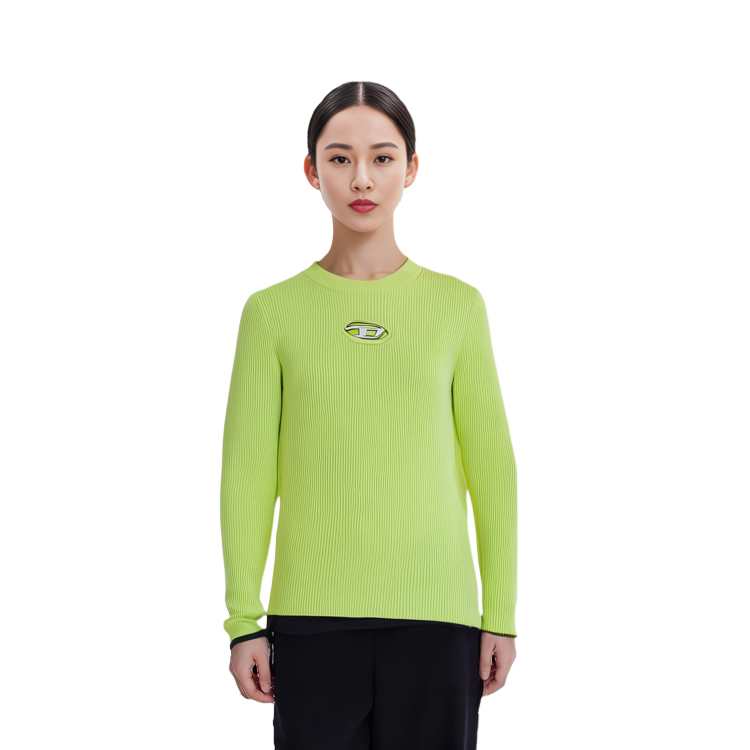 Details for (W) DIESEL SS24 Top de Punto Ajustado Verde Neón con Corte de Logo Metálico. A123970DLAX-5KB