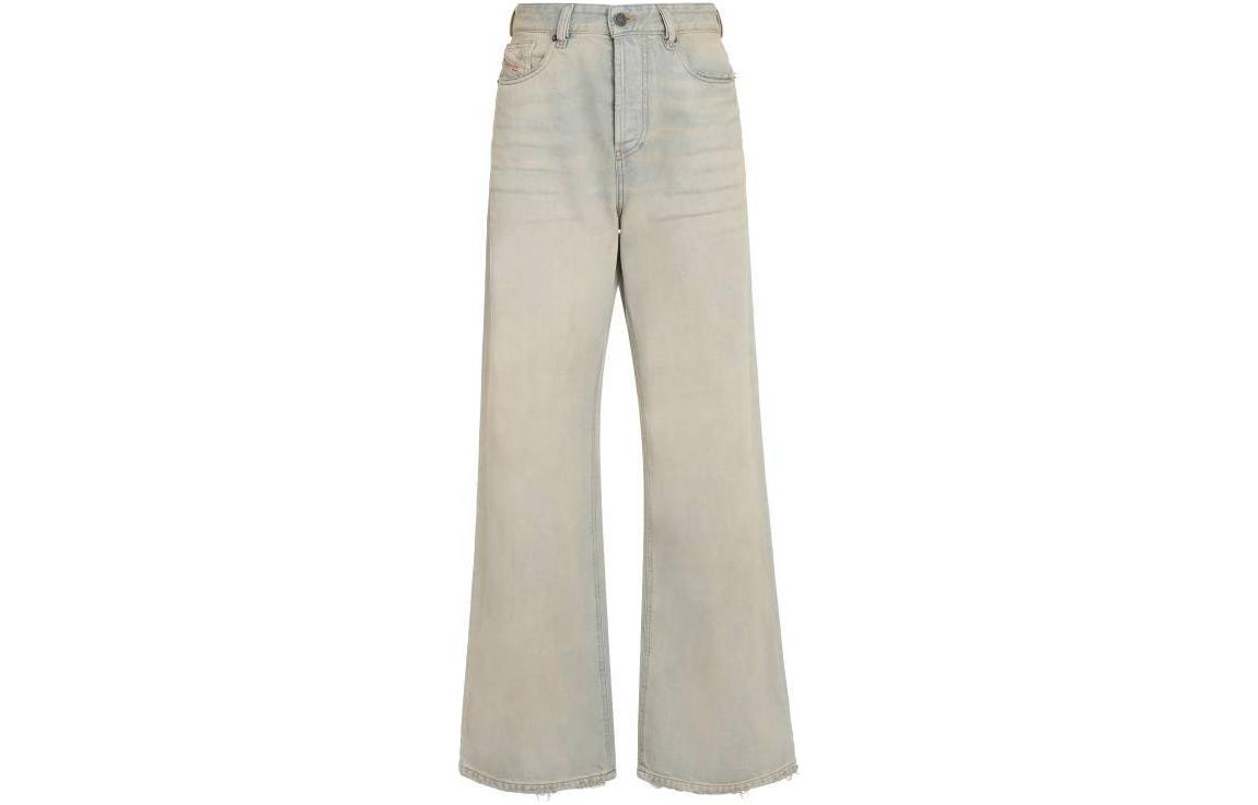 (Women) DIESEL SS24  Washed Loose Fit Wide-Leg Blue Jeans. A0692509H6001