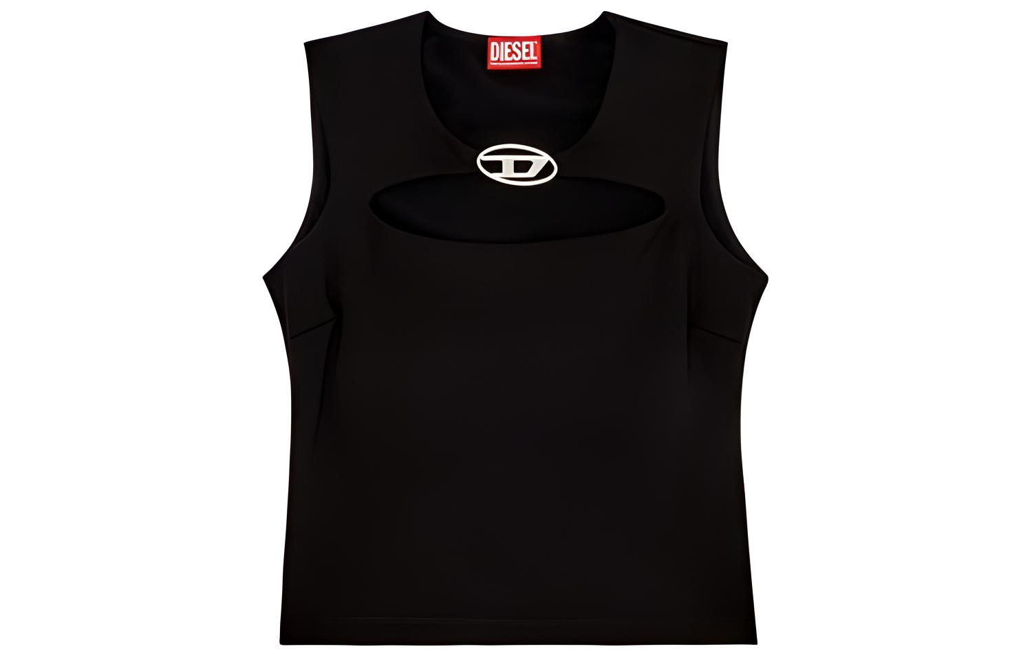 (Women) Diesel SS24 Black Oval-D Series Hollow Logo Tank Top A120660JASB-9XX