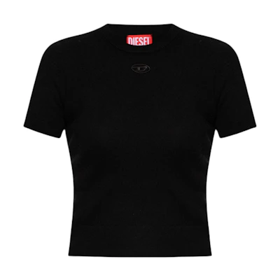 (Women) DIESEL SS24 OVAL-D Black Round-Neck Pullover Knit T-Shirt A130140GEAY-9XX