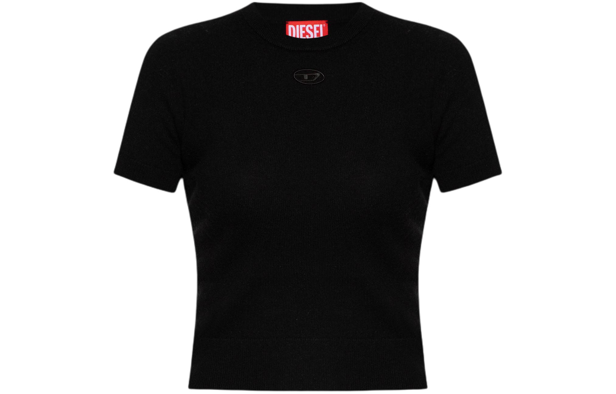 Order (Women) DIESEL SS24 OVAL-D  Black Round-Neck Pullover Knit T-Shirt A130140GEAY-9XX