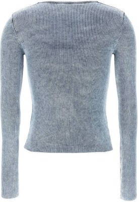 (W) DIESEL SS24 OVAL-D Sweater Leher-V Oversaiz Biru Muda. A124250CHAQ-8NC Lookbook (W) DIESEL SS24 OVAL-D Sweater Leher-V Oversaiz Biru Muda. A124250CHAQ-8NC