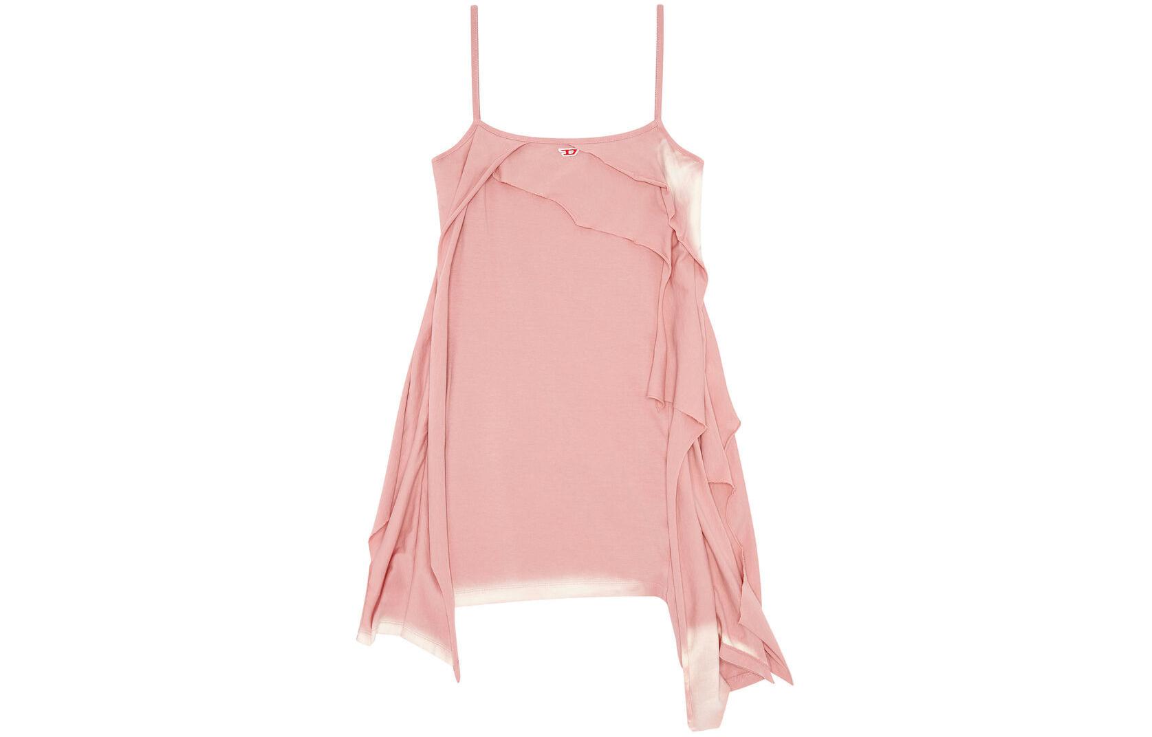 Order (Women) DIESEL SS24 OVAL-D Asymmetrical Letter Spaghetti Strap Pink Dress Women A129800KLAH-3CI