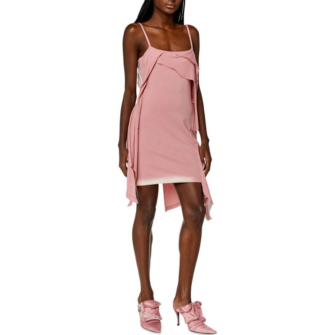 Lookbook (Women) DIESEL SS24 OVAL-D Asymmetrical Letter Spaghetti Strap Pink Dress Women A129800KLAH-3CI
