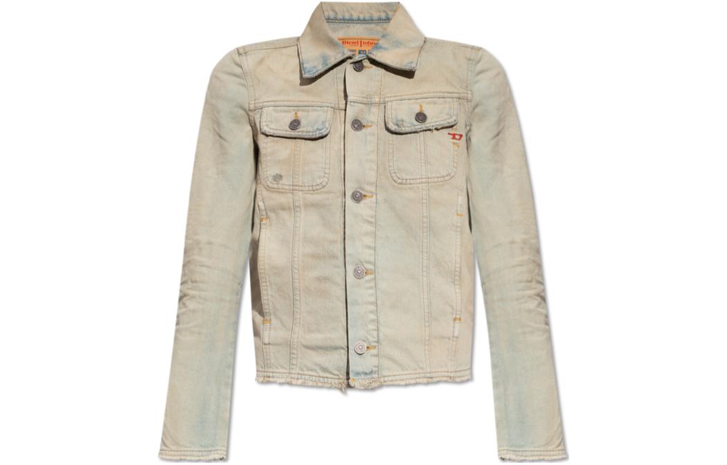 (Women) DIESEL SS24 Oval-D Beige Long Sleeve Button-Up Jacket for Women. A1144809H6001