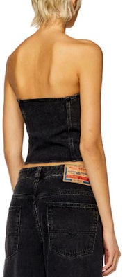 (W) 디젤 SS24 오벌-D 메탈 로고 스트레치 워시드 집업 밴드우 블랙 여성복. A1369209I94-02 Shop (W) 디젤 SS24 오벌-D 메탈 로고 스트레치 워시드 집업 밴드우 블랙 여성복. A1369209I94-02