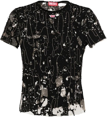 (Women) DIESEL SS24 OVAL-D Striped Print Crewneck Regular Fit T-Shirt Women Black A138990ANAW-9XX Buy (Women) DIESEL SS24 OVAL-D Striped Print Crewneck Regular Fit T-Shirt Women Black A138990ANAW-9XX