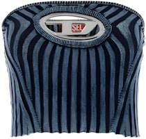 (Women) DIESEL SS24 OVAL-D Striped Sleeveless Printed Tube Top Women’s Blue A057700HEAS81E (Women) DIESEL SS24 OVAL-D Striped Sleeveless Printed Tube Top Women’s Blue A057700HEAS81E
