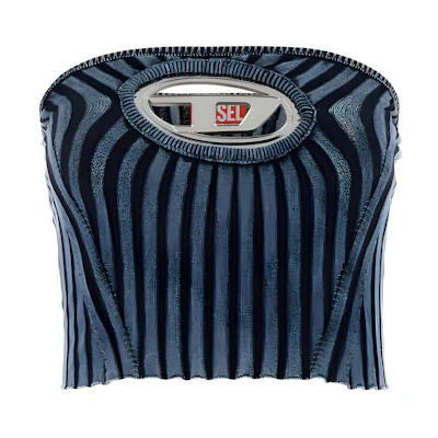 (Women) DIESEL SS24 OVAL-D Striped Sleeveless Printed Tube Top Women’s Blue A057700HEAS81E