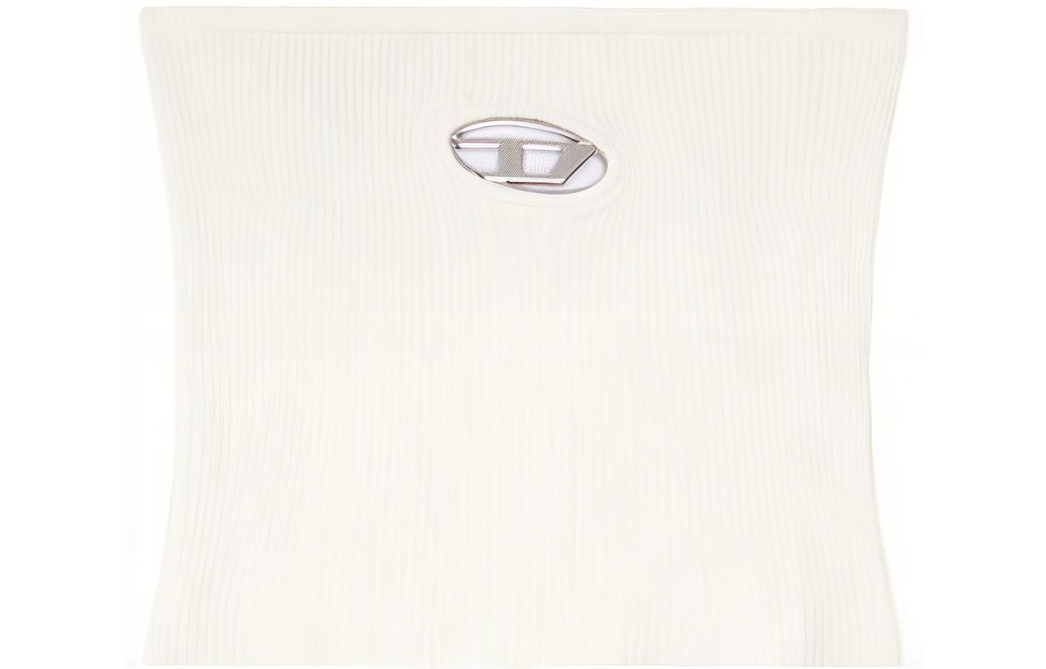 (Women) DIESEL SS24 Oval D Metal Logo Cutout Solid Tube Top Women White A130190DLAX-129