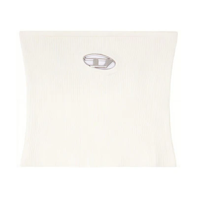 (Women) DIESEL SS24 Oval D Metal Logo Cutout Solid Tube Top Women White A130190DLAX-129