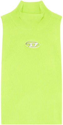 (Women) Diesel SS24 Oval D Metallic Logo Fluorescent Green Knit Tank Top Women A130200DLAX-5KB Buy (Women) Diesel SS24 Oval D Metallic Logo Fluorescent Green Knit Tank Top Women A130200DLAX-5KB