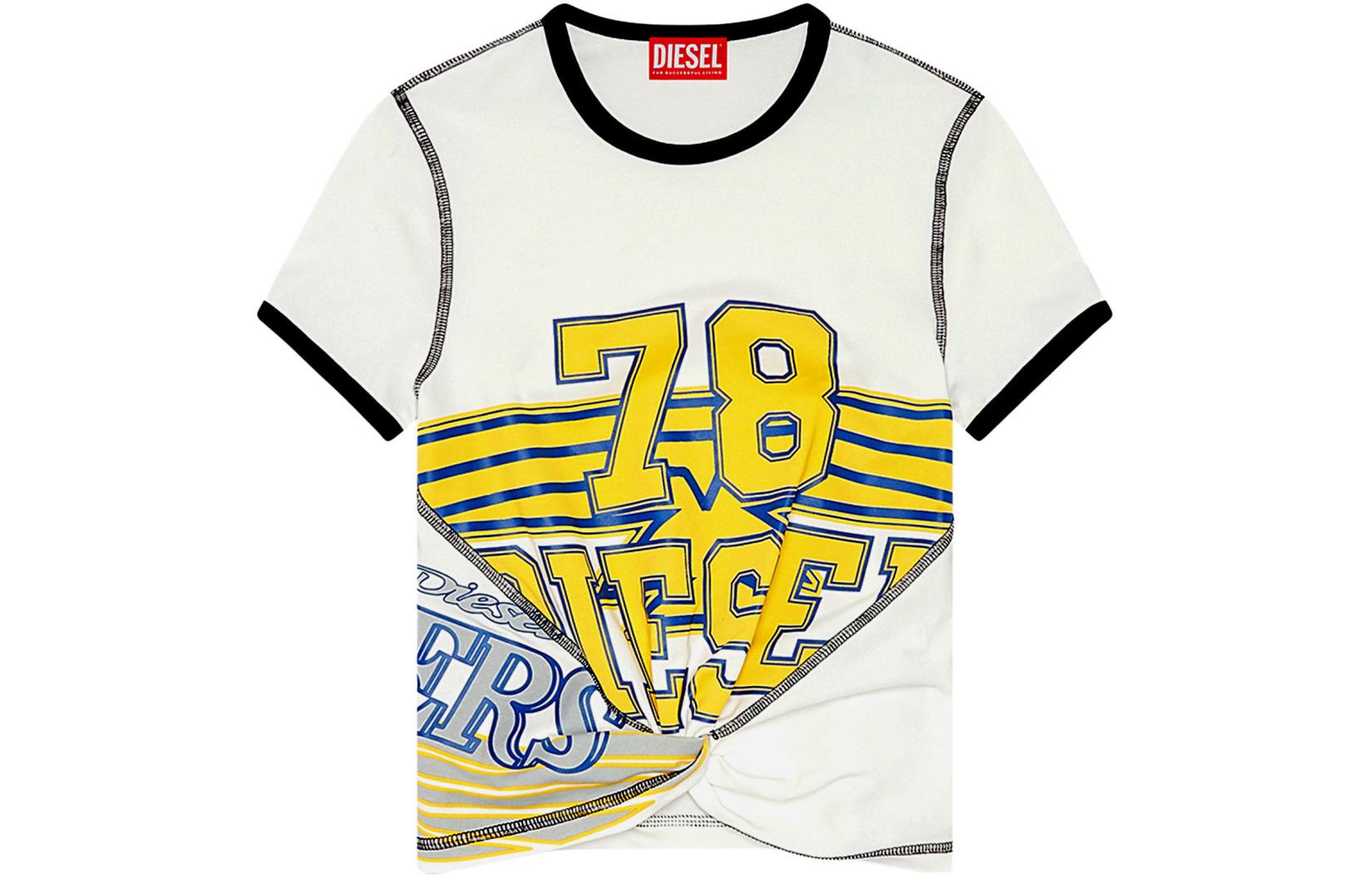 (Women) DIESEL SS24 White Crewneck Letter Print Short Sleeve T-Shirt A129780AFAA-141