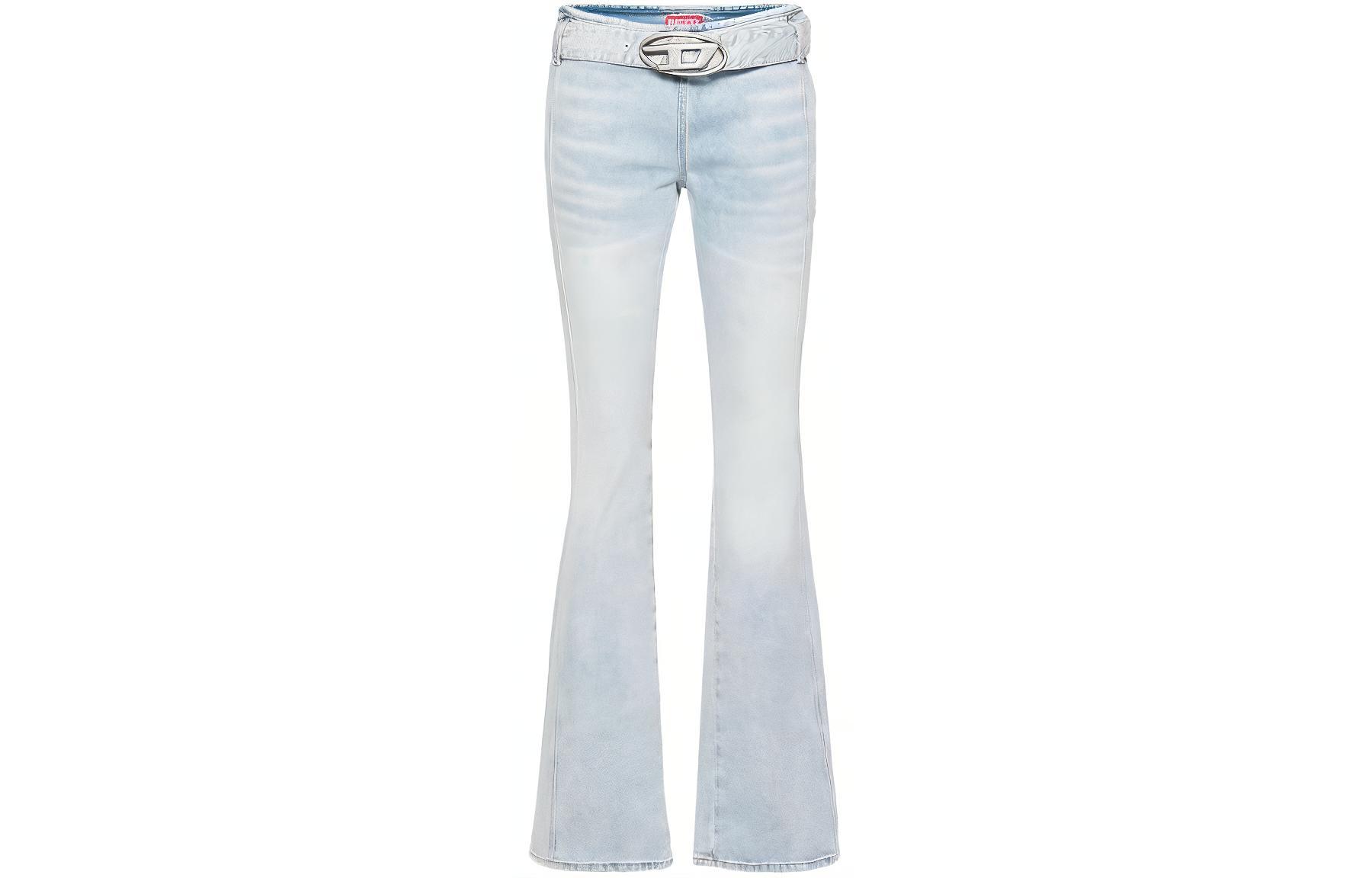 (Women) DIESEL SS24 Women’s Low-Rise Flared Light Blue Jeans with Cutout Design. A131470JGA-A01