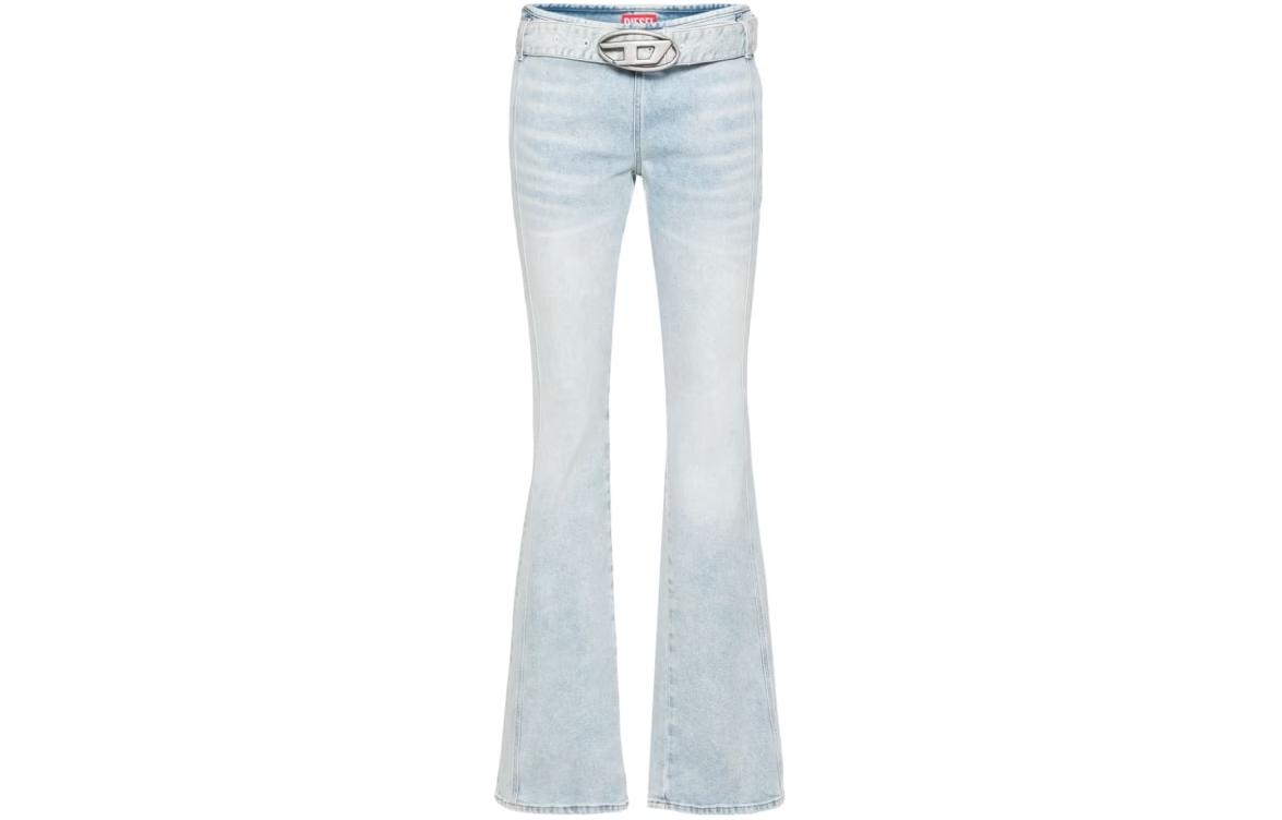 Order (W) DIESEL SS24 レディース 低ウエスト フレア ライトブルー ジーンズ カットアウト付き A131470JGA-A01