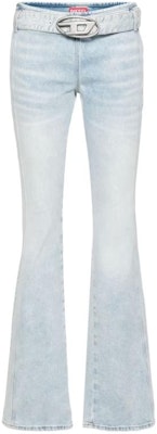 (W) DIESEL SS24 レディース 低ウエスト フレア ライトブルー ジーンズ カットアウト付き A131470JGA-A01 Order (W) DIESEL SS24 レディース 低ウエスト フレア ライトブルー ジーンズ カットアウト付き A131470JGA-A01