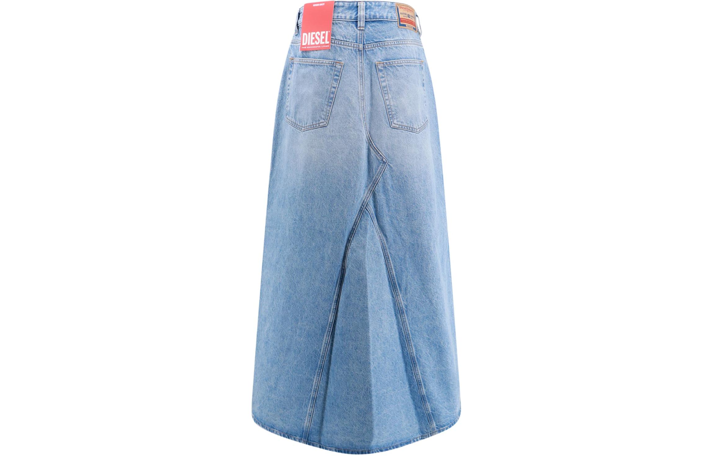 Lookbook (W) 디젤 SS24 Y2K 미드라이즈 블루 캐주얼 지퍼 스커트 미디 길이 A1071609I2901