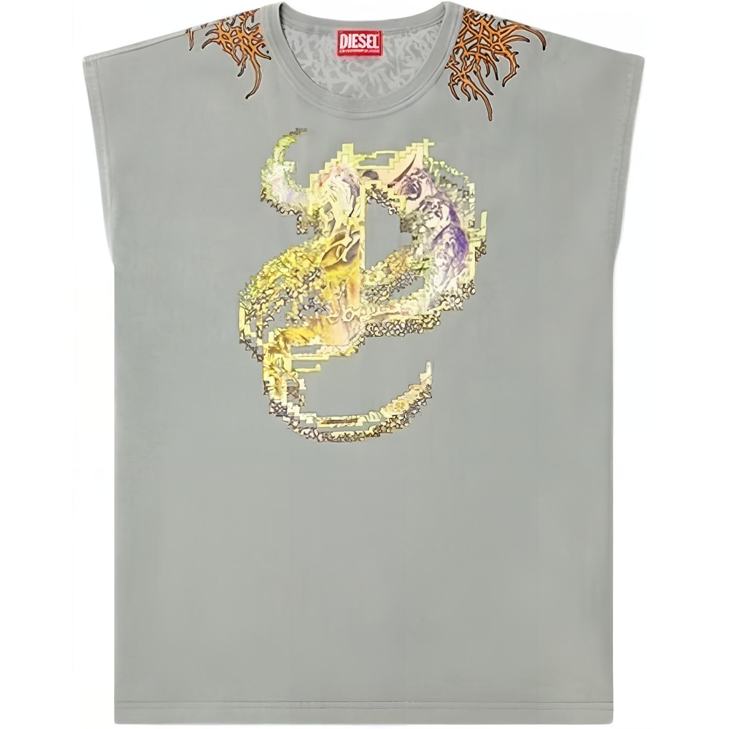Diesel SS25 Graphic Sleeveless Crewneck Tank Top Men’s Grey A176400SLBT9DU